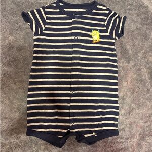 Striped Navy and Cream Kids One Piece